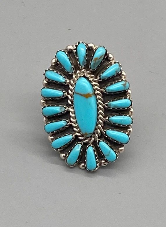 Native American Navajo Turquoise Cluster Sterling Silver Ring | Etsy | Etsy (US)