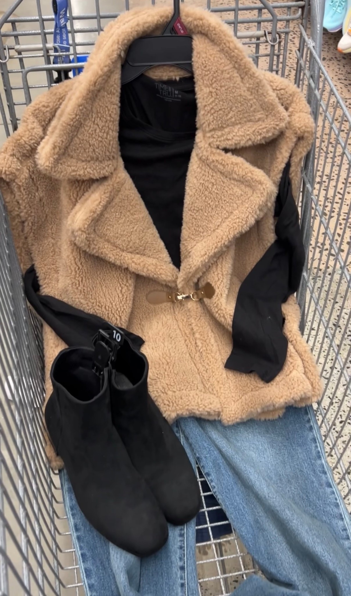 Walmart winter outfit idea with this faux shearling vest, cozy and looks like Ugg or some other fancy brand! I’m in a S/M. Jeans fit tts. #walmartfashion #walmartfinds 

#LTKFindsUnder50 #LTKFindsUnder100 #LTKOver40