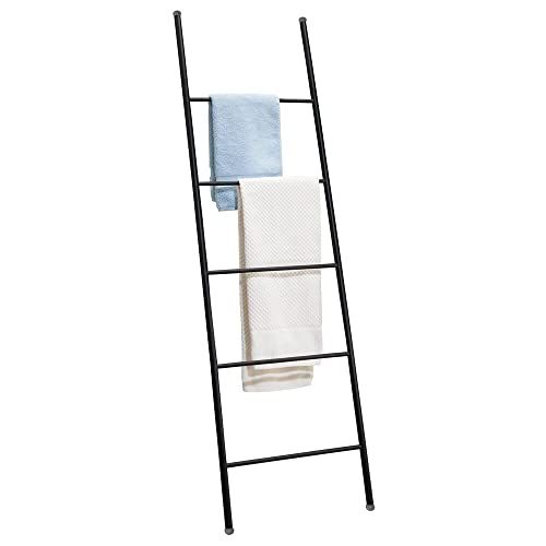mDesign Metal Free Standing Bath Towel Blanket Ladder Storage Organization, Rack for Bathroom, Bedro | Amazon (US)