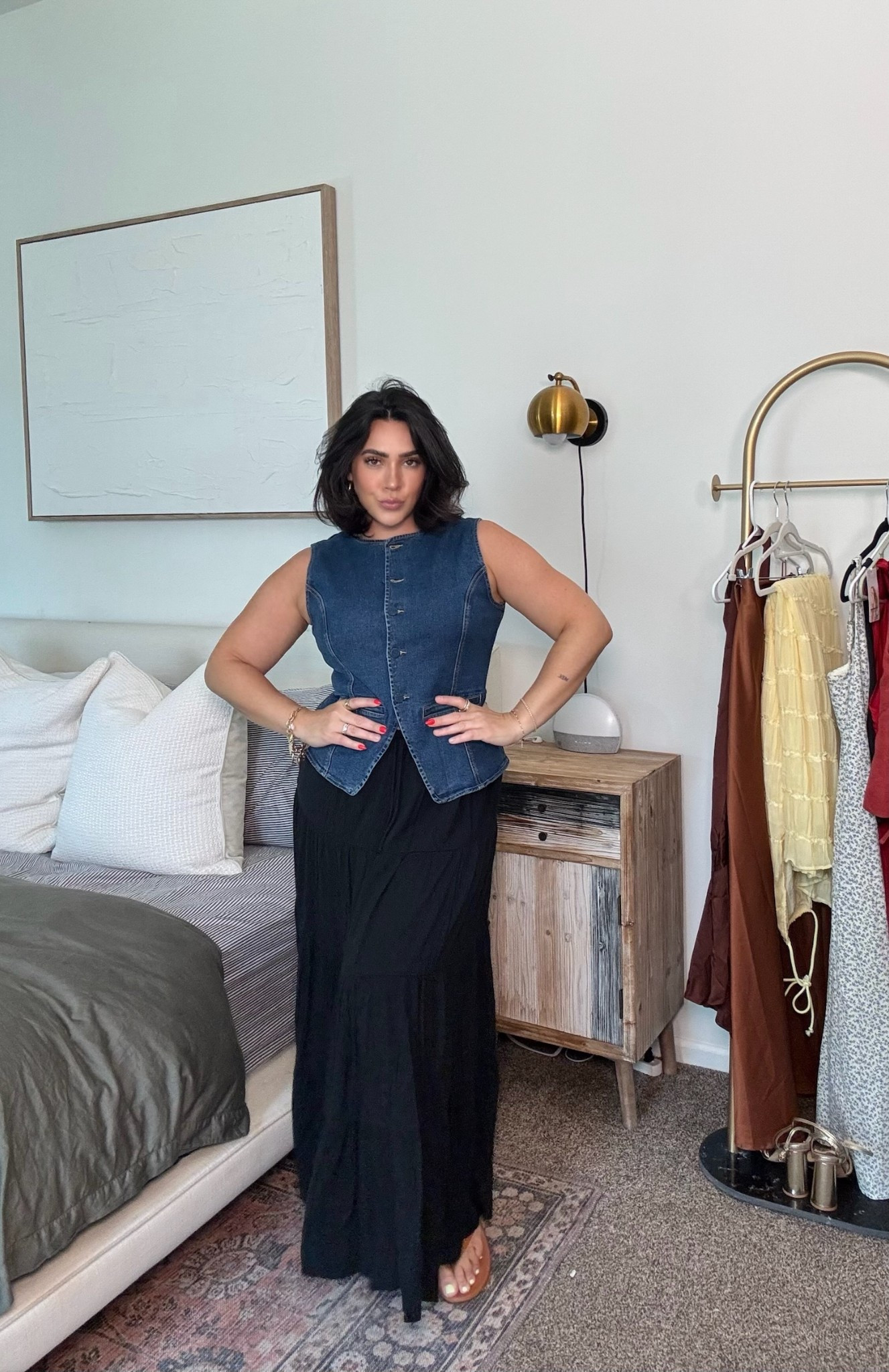 Denim vest and maxi skirt combo! Summer and spring boho outfit, casual but cute. Perfect for a concert, date night, Nashville, and everyday outfits. 

Country concert outfit, Nashville outfit ideas, maxi skirt outfit, midsize outfit ideas, size 10

#LTKMidsize #LTKSeasonal #LTKStyleTip