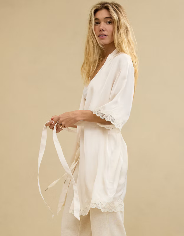 Aerie Off-Duty Satin Robe | Aerie