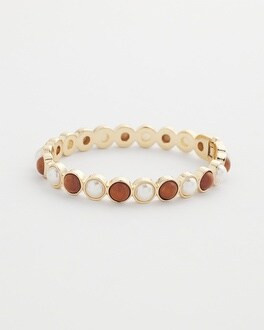 Wood & Faux Pearl Hinge Bracelet | Chico's