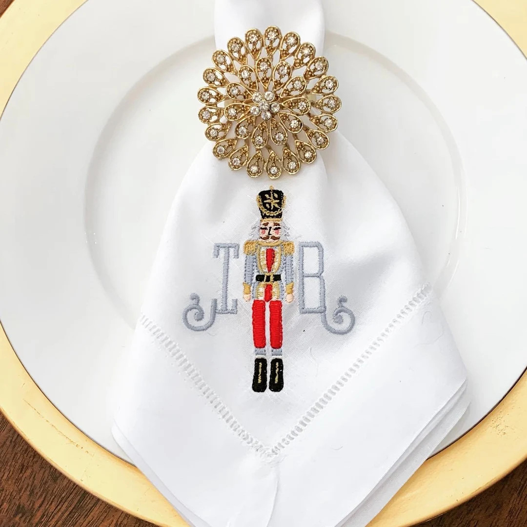 Monogrammed Nutcracker Napkins Set of 4 - Etsy | Etsy (US)