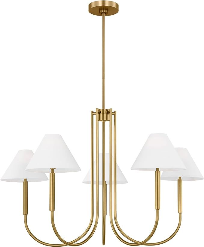 Scott Living Porteau Transitional 6-Light Indoor dimmable Large Chandelier in Satin Brass Gold Fi... | Amazon (US)