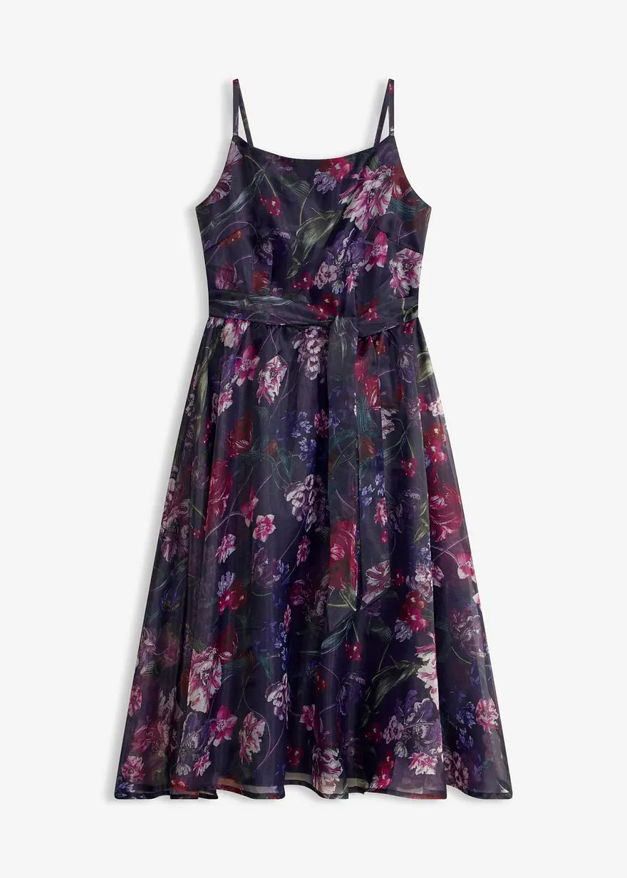 Feminines Tr\u00e4gerkleid in Midi-L\u00e4nge aus zartem T\u00fcll mit Bindeband in der Taille | Bonprix DE