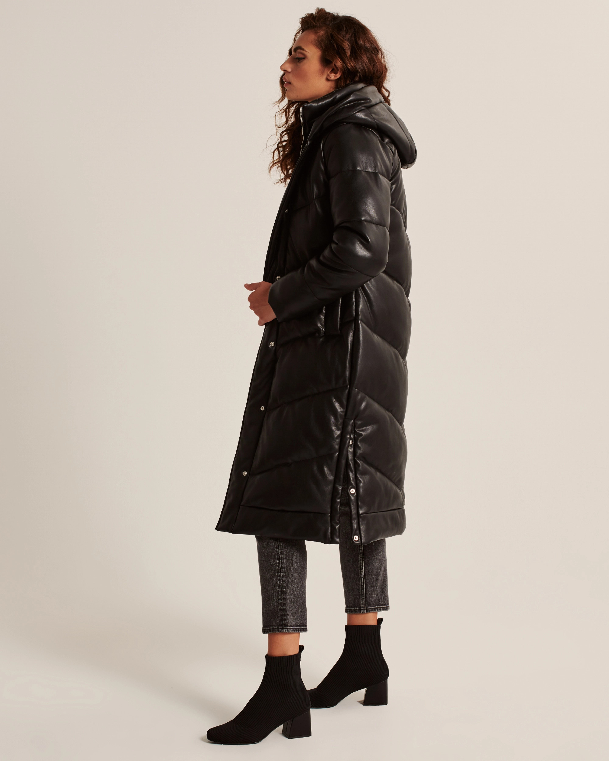 Vegan Leather Ultra Long Puffer | Abercrombie & Fitch (US)