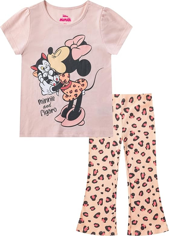 Disney Minnie Mouse Girls Short Sleeve T-Shirt and Pants Set for Toddlers and Big Kids | Amazon (US)