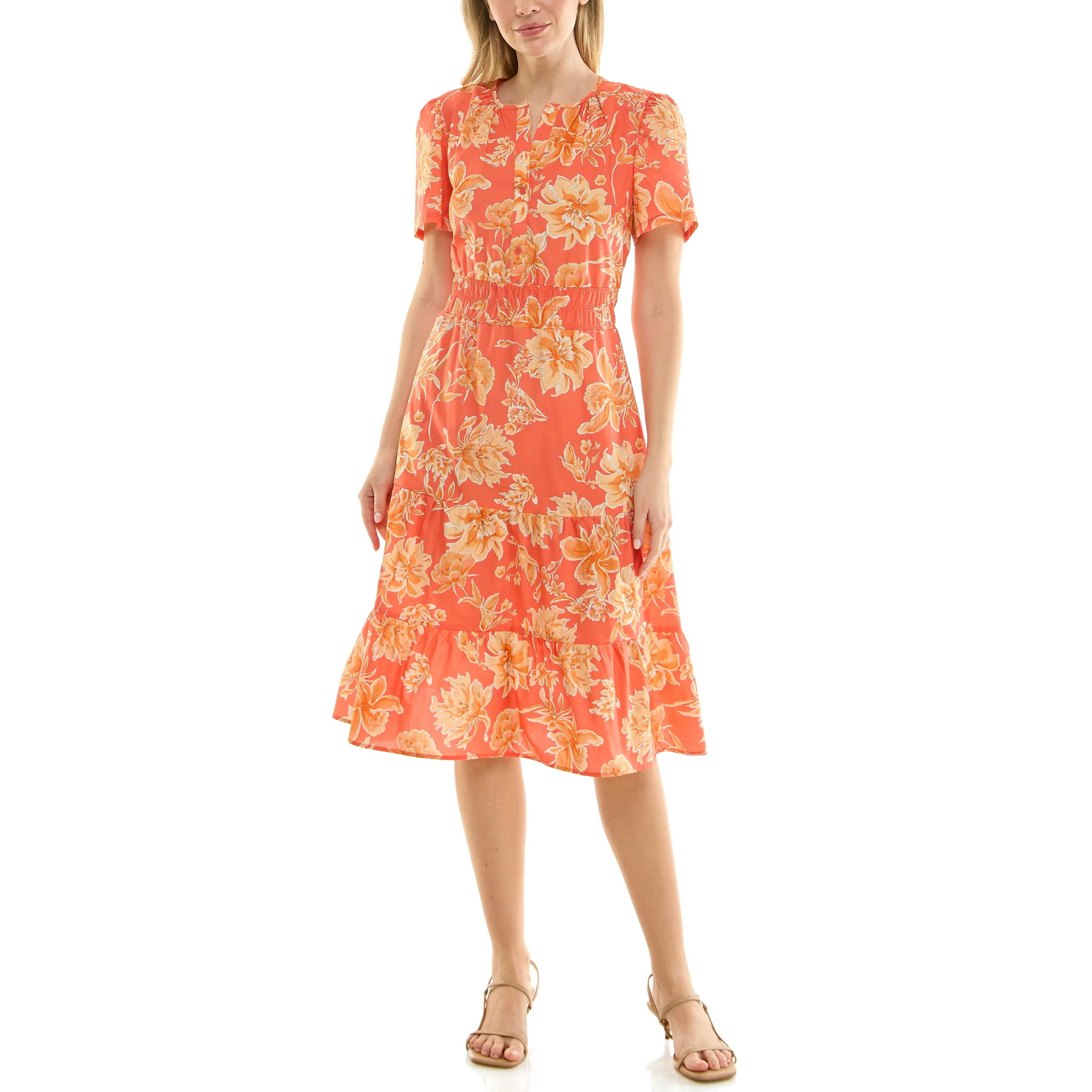 Nanette Lepore Split Neck Cotton Midi Dress | Walmart (US)