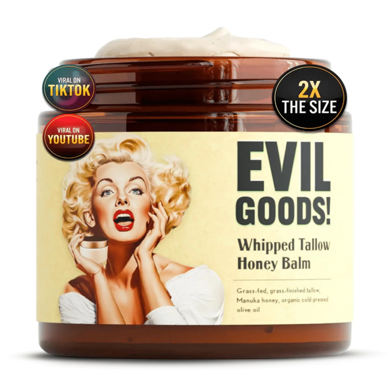 EVIL GOODS Whipped Beef Tallow and Honey Balm - 4 oz | Natural Skin Delight for All Skin Types | Walmart (US)