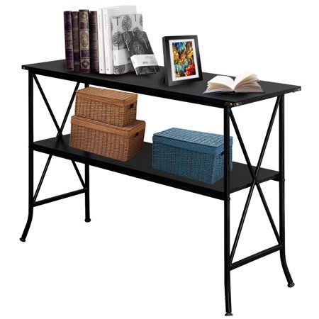 Industrial Console Table Entryway Sofa Table with 2 Layers Storage Shelves Premium Entry Table Side  | Walmart (US)