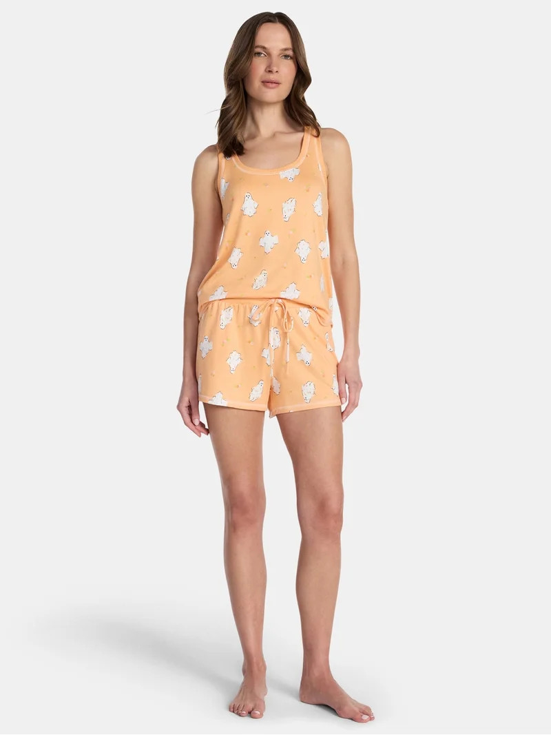 Halloween Women's Hacci Knit Tank Top and Shorts Pajama Set from Way to Celebrate, 2-Piece, Sizes... | Walmart (US)