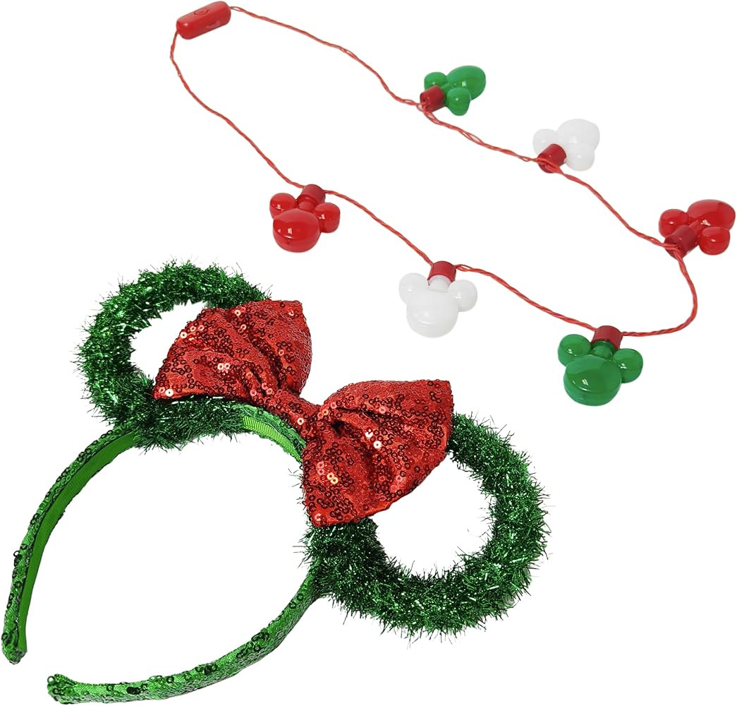 Disney Minnie Christmas Headband and Light-Up Necklace Set – Kids Holiday Accessory Gift Set, A... | Amazon (US)