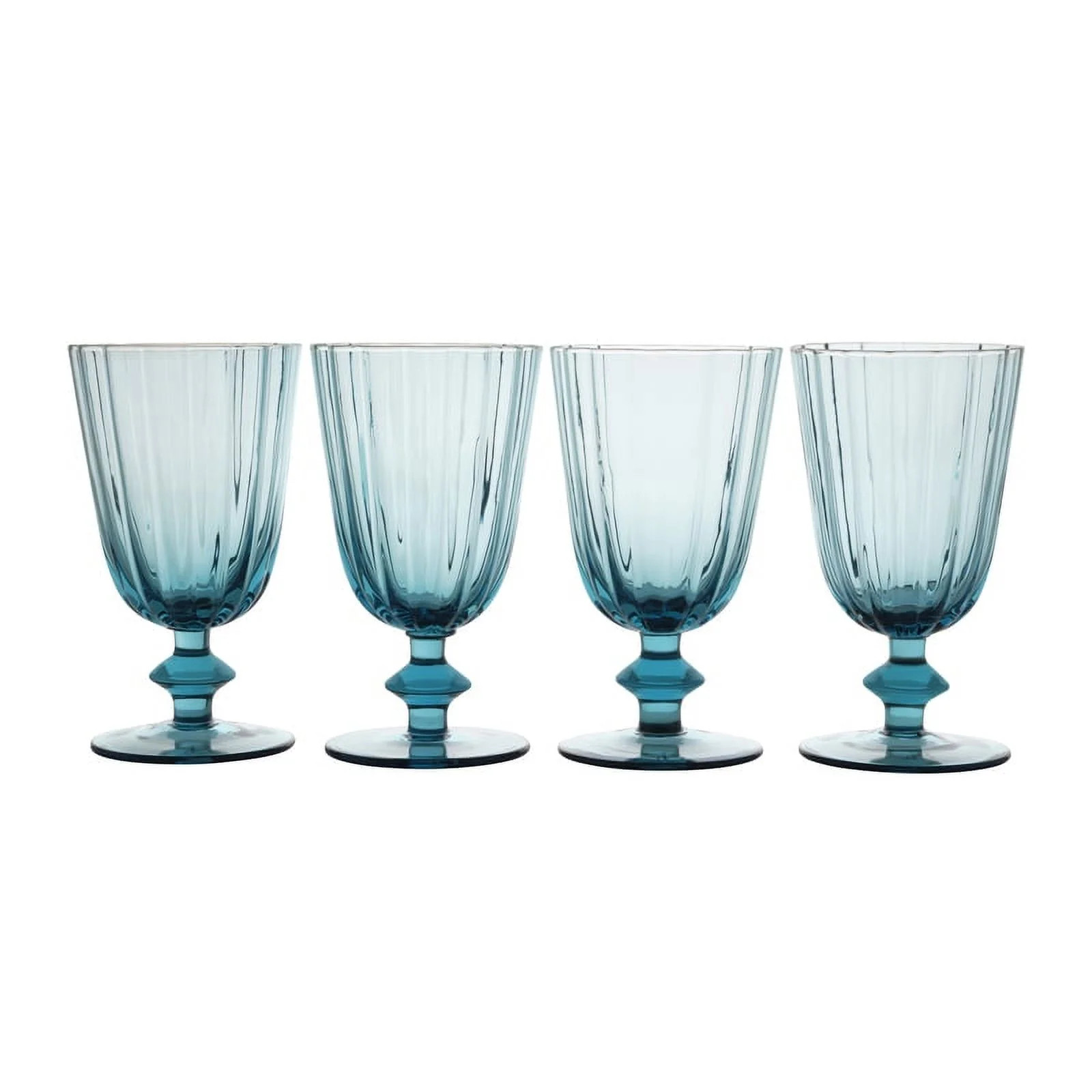 Beautiful Scallop Glass Goblets Set of 4 Cornflower Blue by Drew Barrymore | Walmart (US)