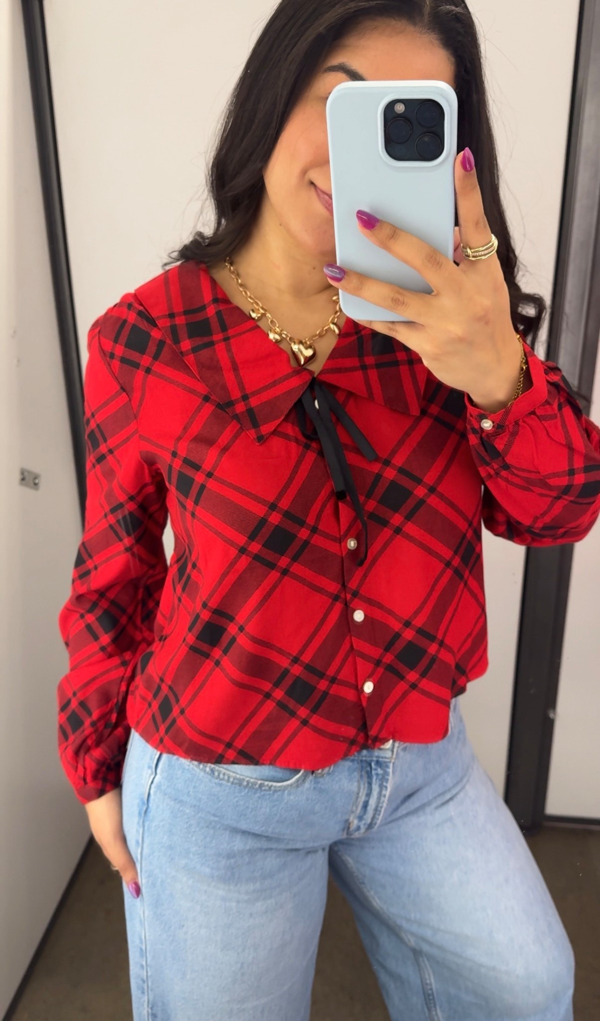 Old Navy Holiday Blouse ✨ wearing size S #holidayoutfit 

#LTKSaleAlert #LTKMidsize #LTKHoliday