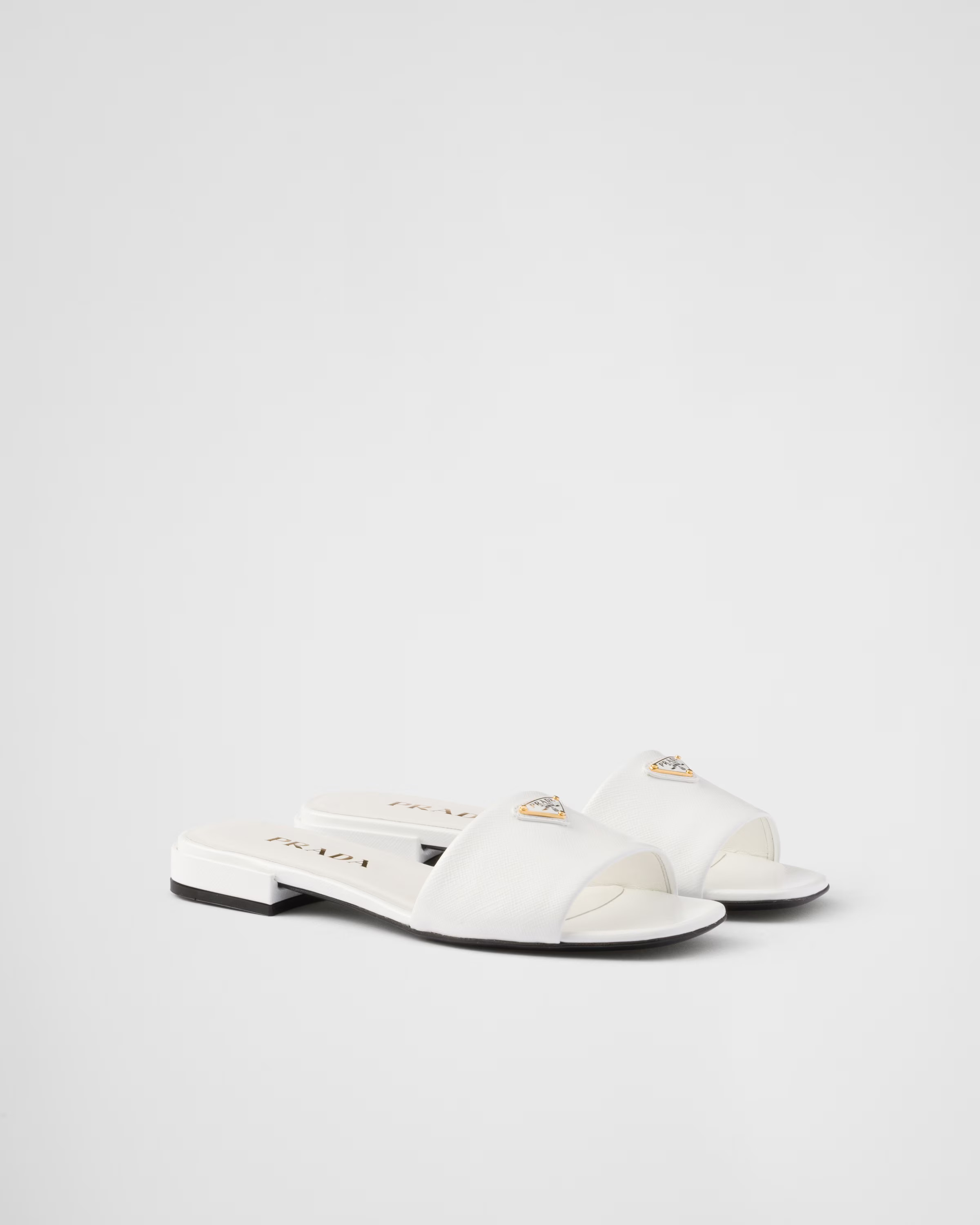 Saffiano patent leather slides | Prada US