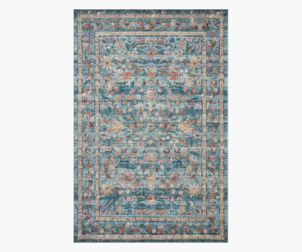 Courtyard Eve Printed Rug - Blue | Rifle Paper Co.
