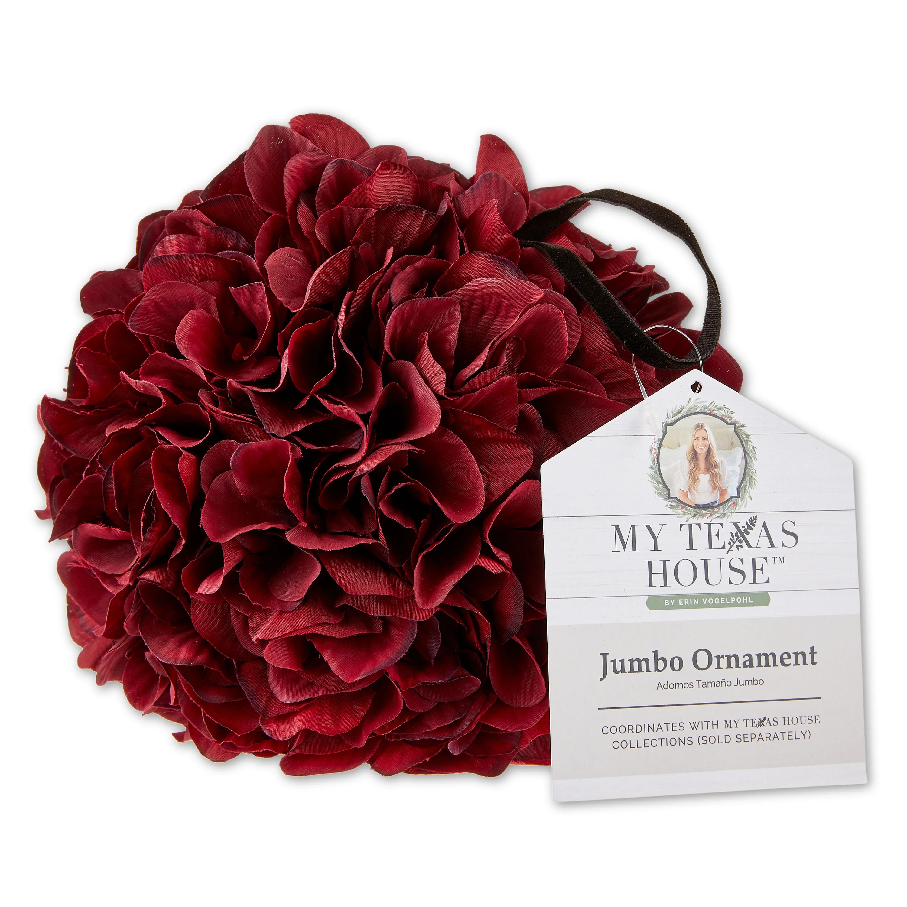 My Texas House Burgundy Amaryllis Ball Ornament, 8" | Walmart (US)