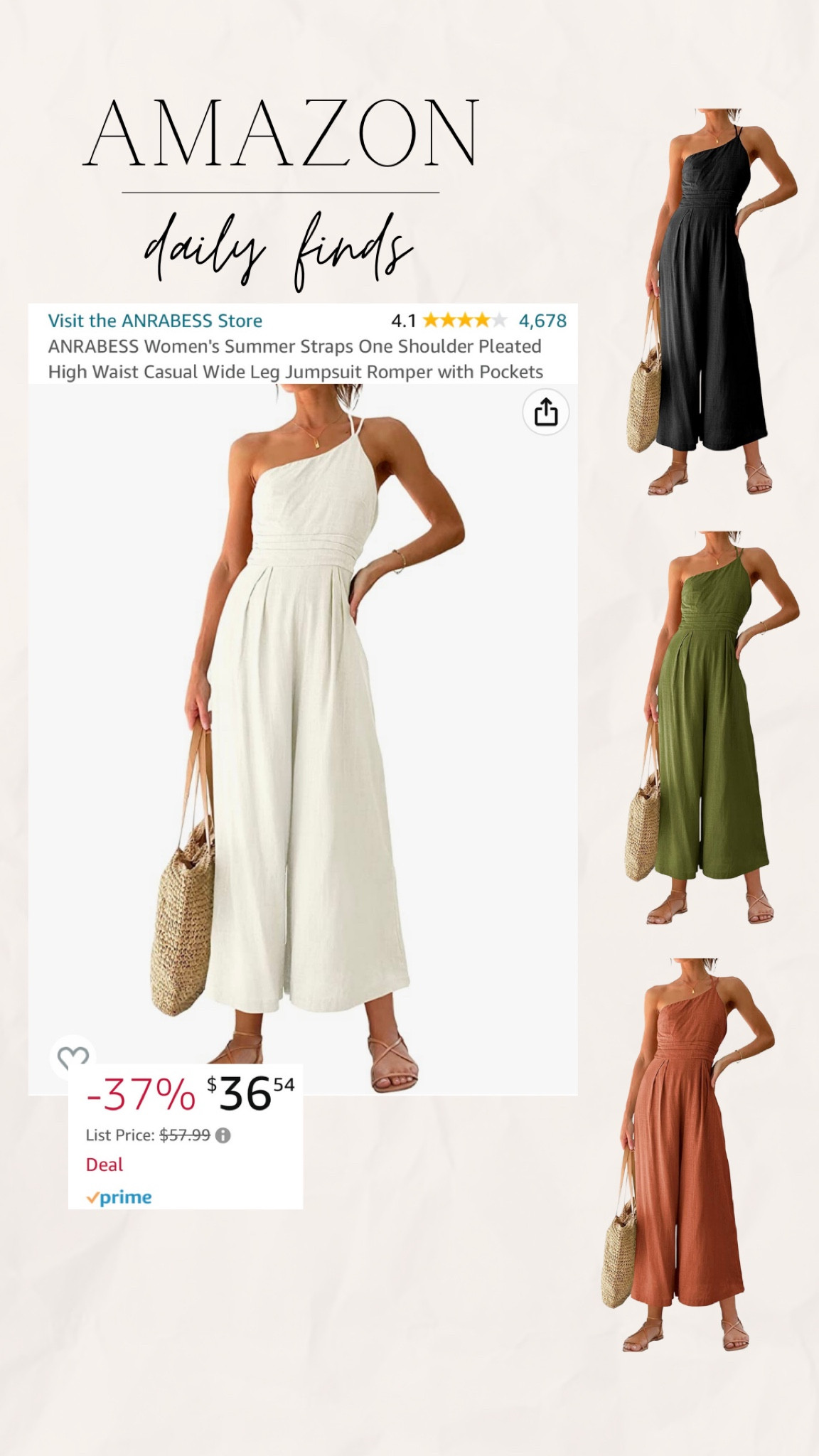 Amazon Daily Deals: one shoulder jumpsuit on sale for $36

#LTKsalealert #LTKunder50 #LTKSeasonal