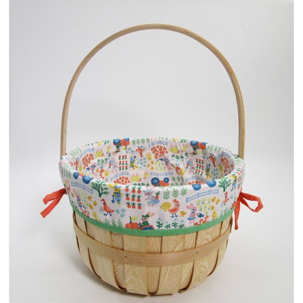 12" Chipwood with Liner Easter Decorative Basket Farm Pattern - Spritz™ | Target