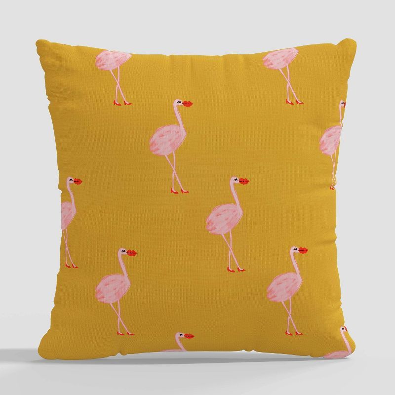 Flamingos Print Square Throw Pillow Yellow by Kendra Dandy - Cloth & Company | Target