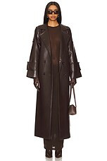 SELMACILEK Faux Leather Tie Trenchcoat in Dark Brown from Revolve.com | Revolve Clothing (Global)