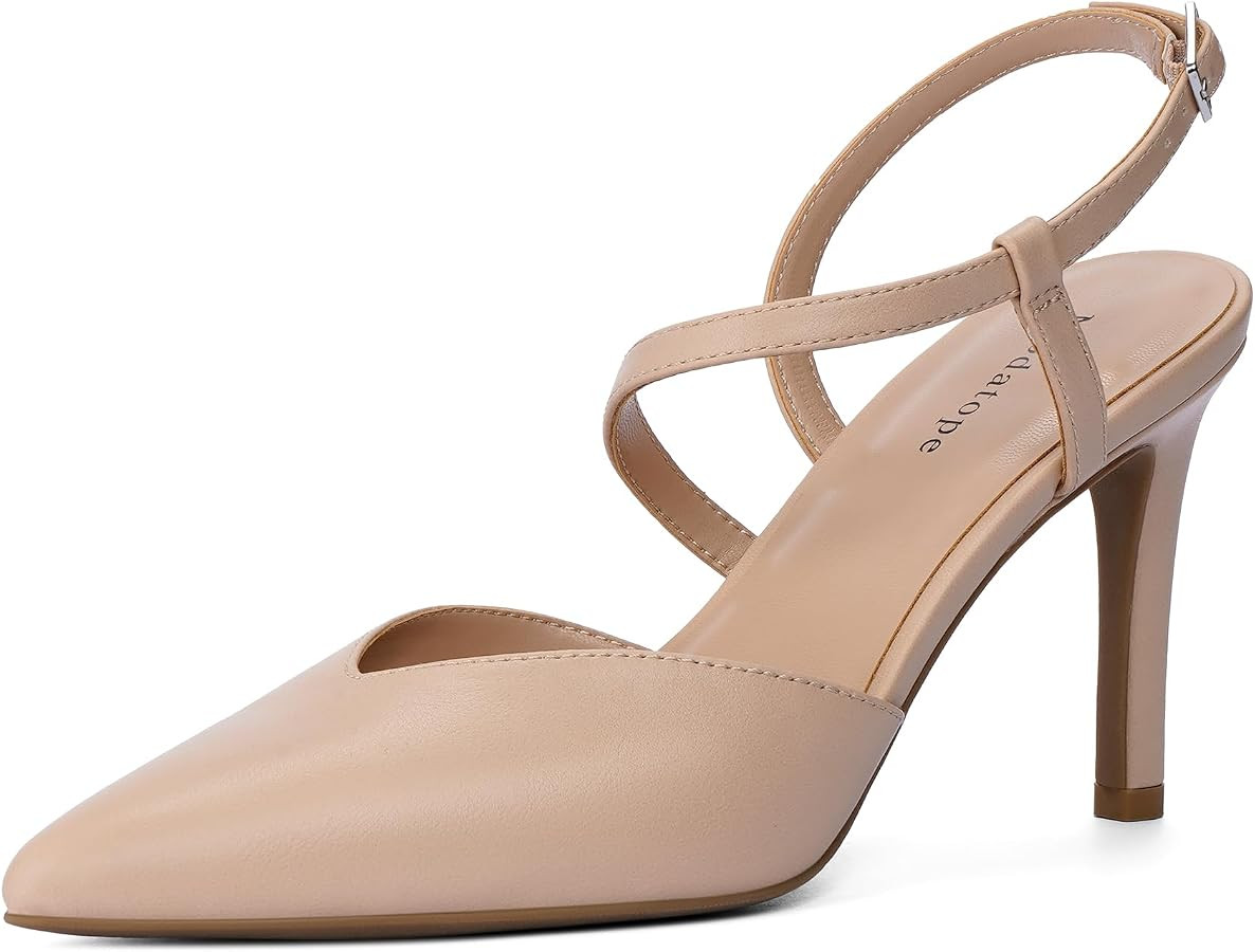 Modatope Closed Toe Heels Ankle Strap Womens Slingback Pumps | Amazon (US)