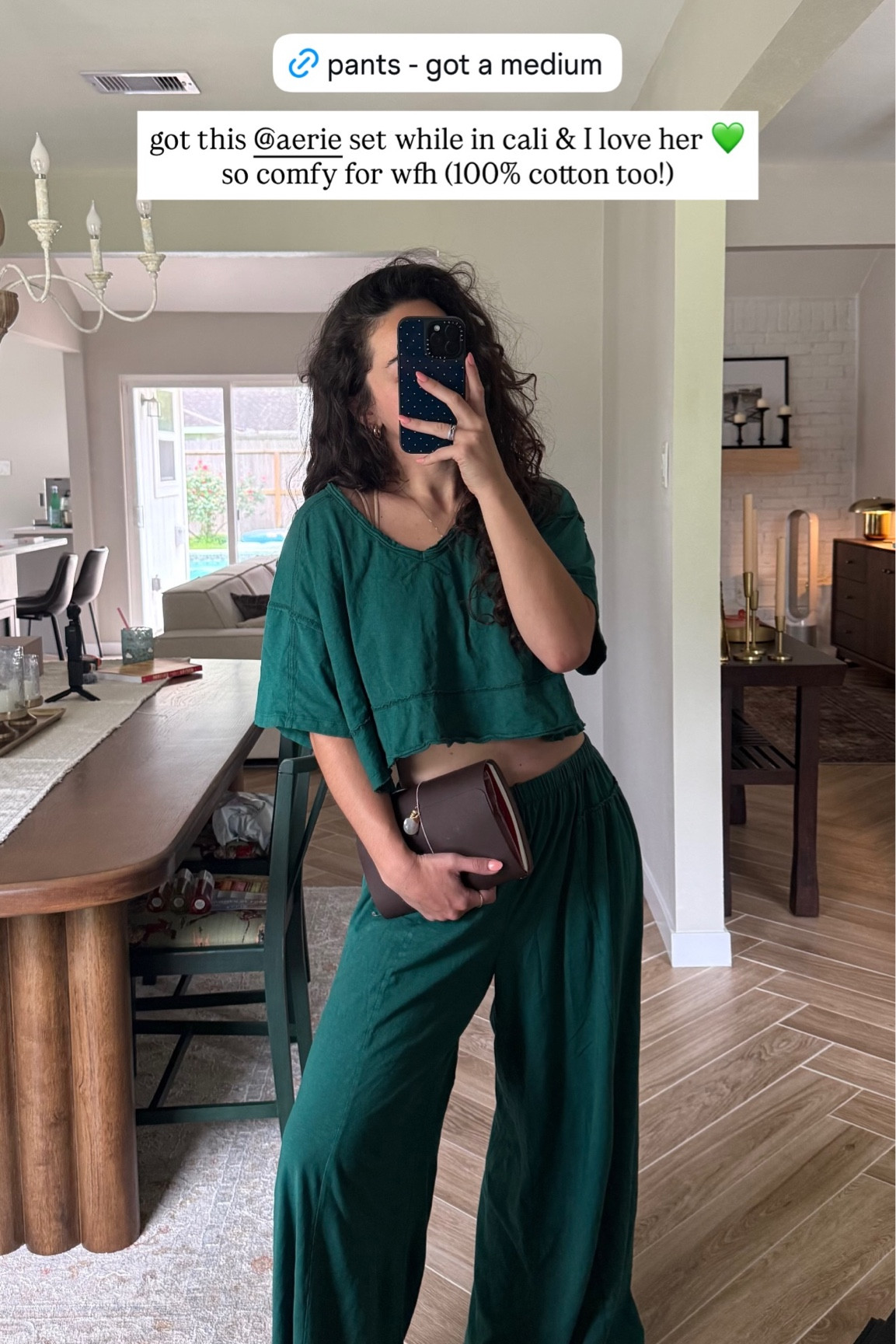 got this @aerie set while in cali & I love her 💚 so comfy for wfh (100% cotton too!)