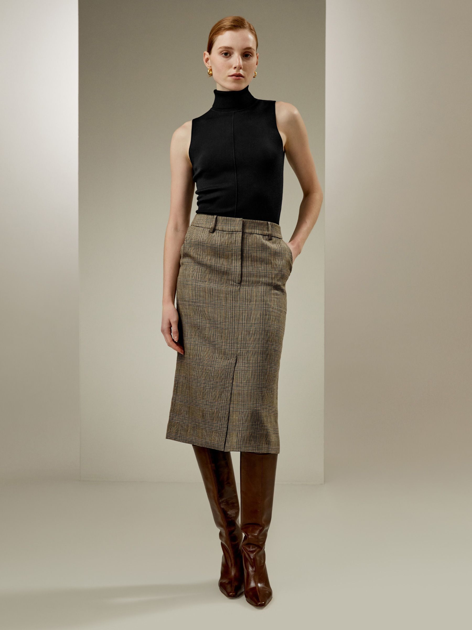 Sprezzatura Glen Check Pencil Skirt | LilySilk
