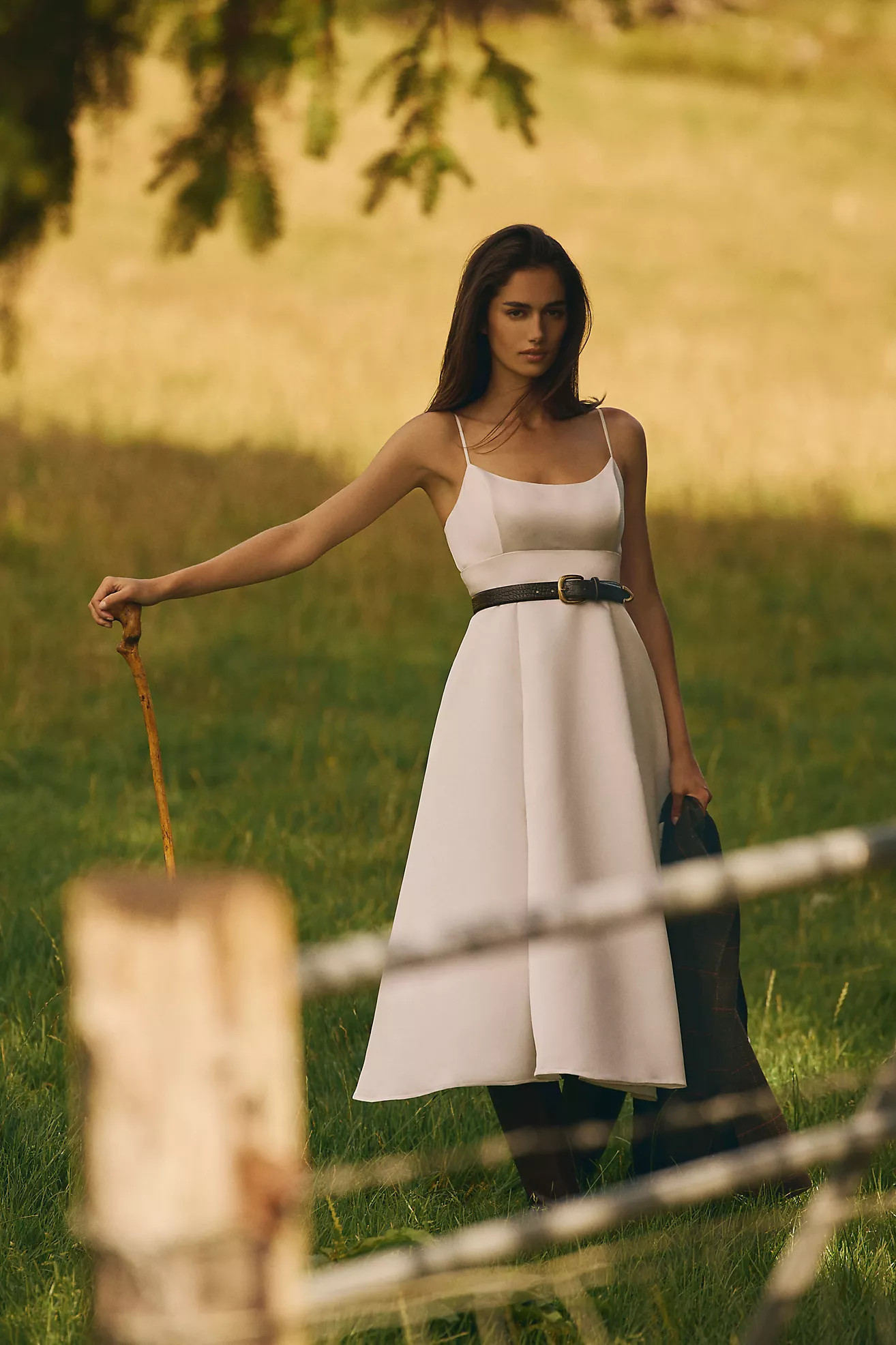 BHLDN Scoop-Neck Fit & Flare Satin Midi Dress | Anthropologie (US)