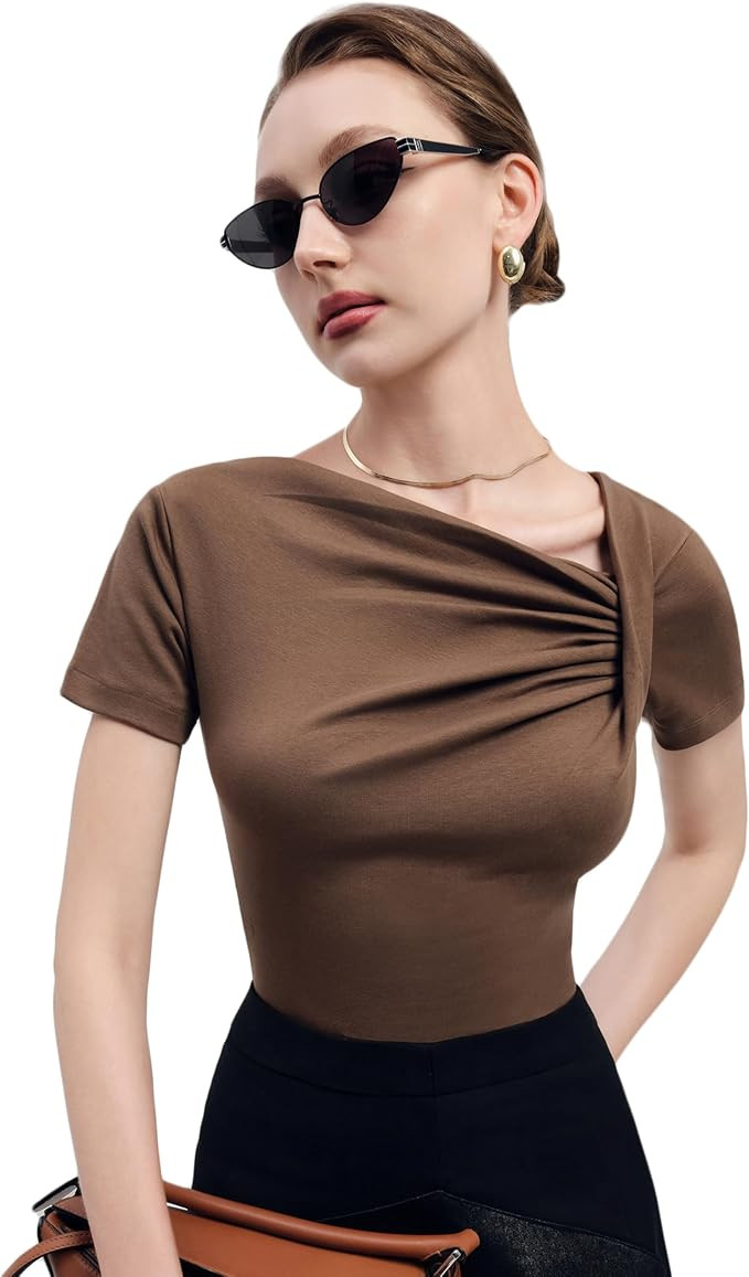 Y2K Off The Shoulder Tops for Women, Asymmetrical Boat Neck Design, Cute Top for Going Out, Short... | Amazon (US)