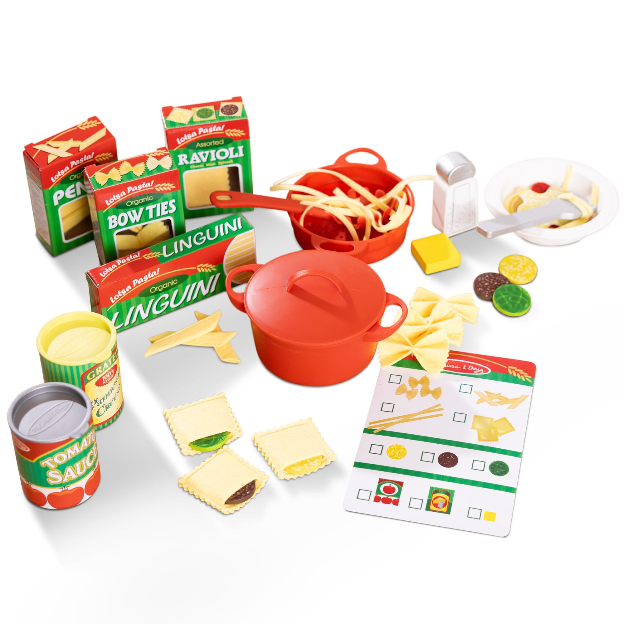 Melissa & Doug Prepare & Serve Pasta Play Food Set Wooden Play Food Sets for Kids Kitchen, Preten... | Amazon (US)