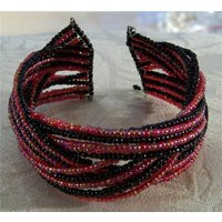 Vintage Woven Braided Multi Round Micro Glass Bead Fancy Wide Bangle Cuff Bracelet W | Etsy (US)