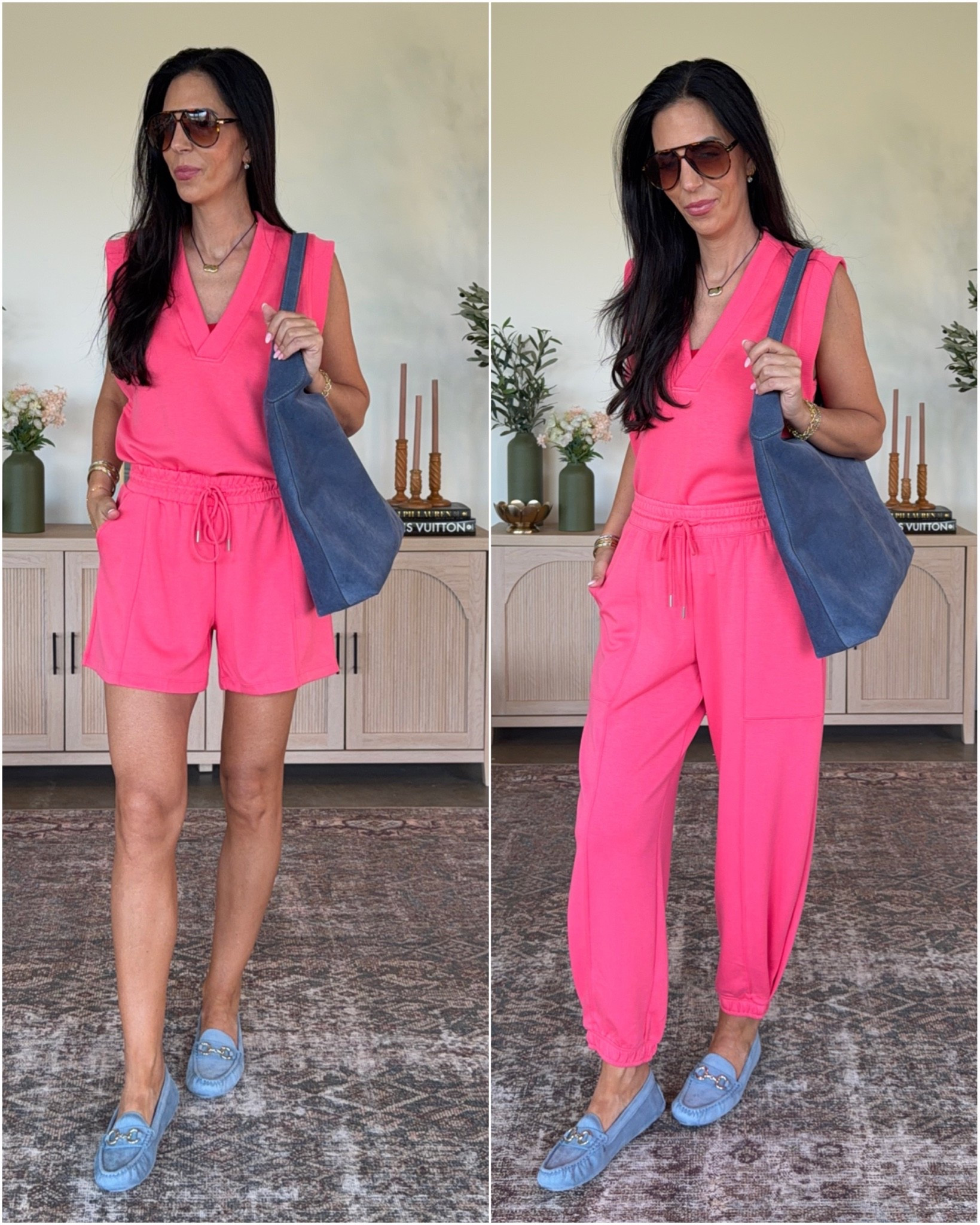 LOVE this scuba knit “air essentials” color for summer. So comfortable and the color is stunning (looks way different from stock photo)   Color: bewitching coral 
Top- small 
Shorts- small 
Joggers- small

#LTKU #LTKmomlife #LTKOver40
