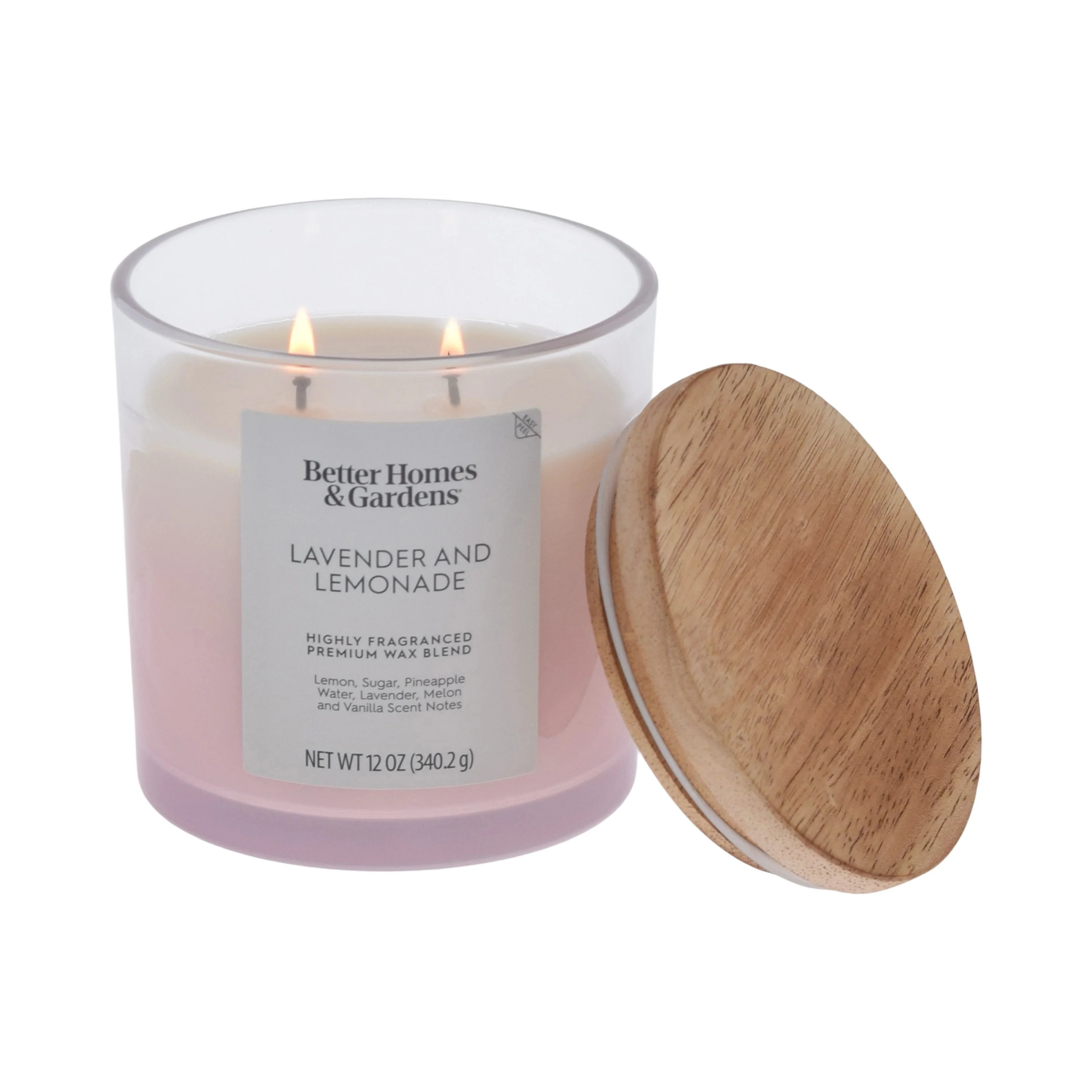 Better Homes & Gardens Lavender and Lemonade Scented 2-Wick Ombre Jar Candle 12oz | Walmart (US)
