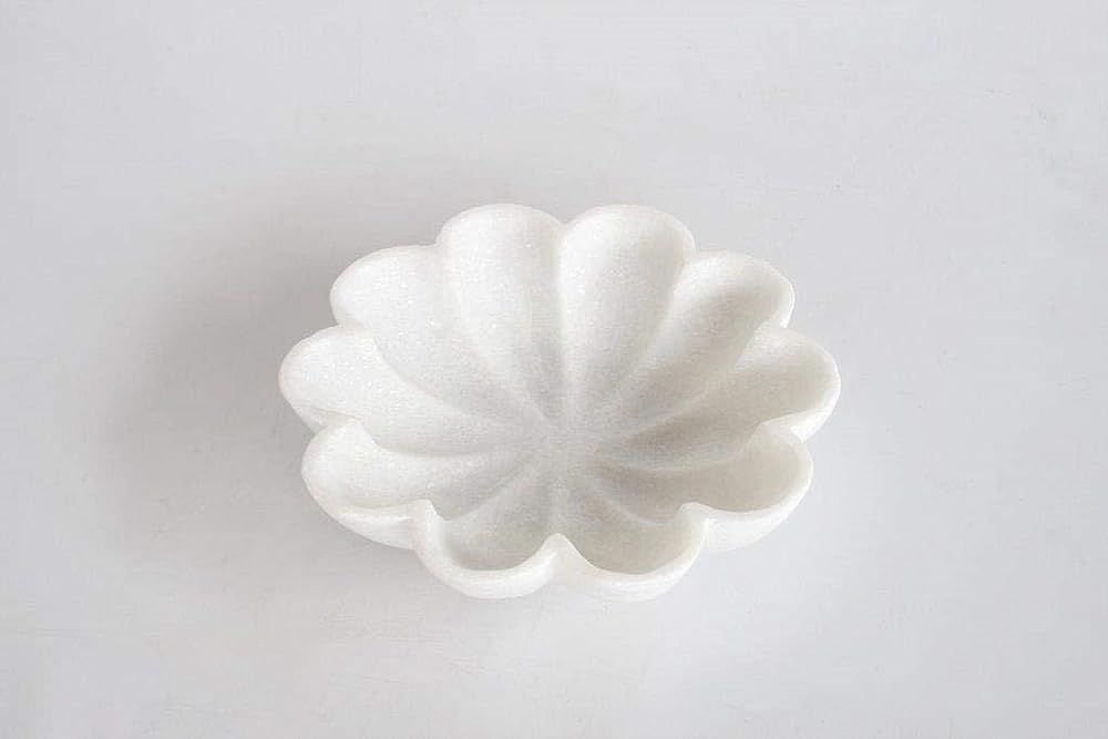 Handcrafted Marble Decorative Bowl Ripple Marble Bowl White Marble Flower Bowl Decorative Marble ... | Amazon (US)