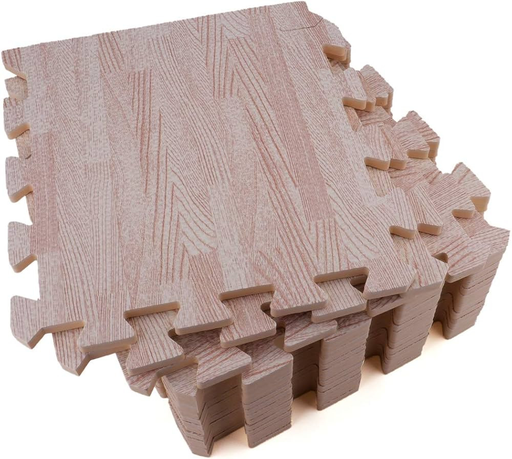 Tebery 16 Pieces Printed Wood Grain Floor Tiles 3/8-Inch Thick EVA Foam Puzzle Floor Mat | Amazon (US)