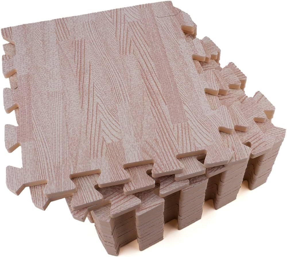 Tebery 16 Pieces Printed Wood Grain Floor Tiles 3/8-Inch Thick EVA Foam Puzzle Floor Mat | Amazon (US)