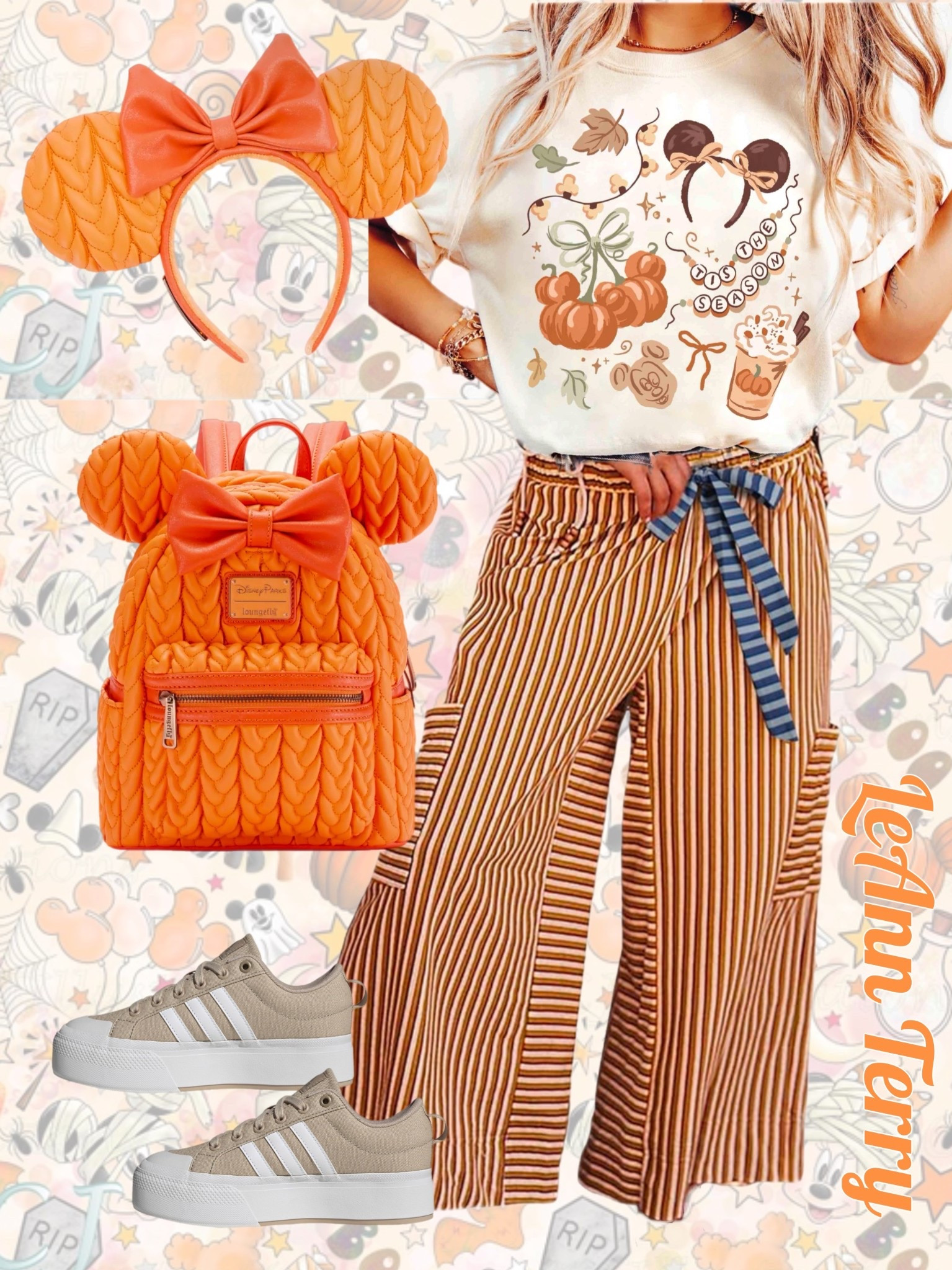 🍂🎃 Fall-ing for Disney style! 🎃🍂
This cozy-cute look is perfect for pumpkin season at the parks or just bringing a little Disney magic to your everyday style. From the striped wide-leg pants to the pumpkin Minnie backpack + ears, it’s giving major autumn vibes. 🧡✨

#DisneyStyle #FallDisney #LTKSeasonal #DisneyOutfit #DisneyParks #DisneyOOTD #LTKStyle