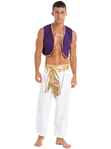 Zaldita Men's Adult Arabian Prince Street Rat Costume Halloween Party Club Stage Performance Outfits Gold Medium | Amazon (US)