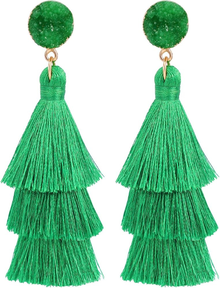 LEGITTA Tassel Earrings Layered Tiered Linear Drop Fashion Trending Earrings | Amazon (US)