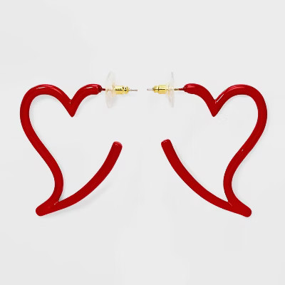SUGARFIX by BaubleBar Heart Open Earrings - Red | Target