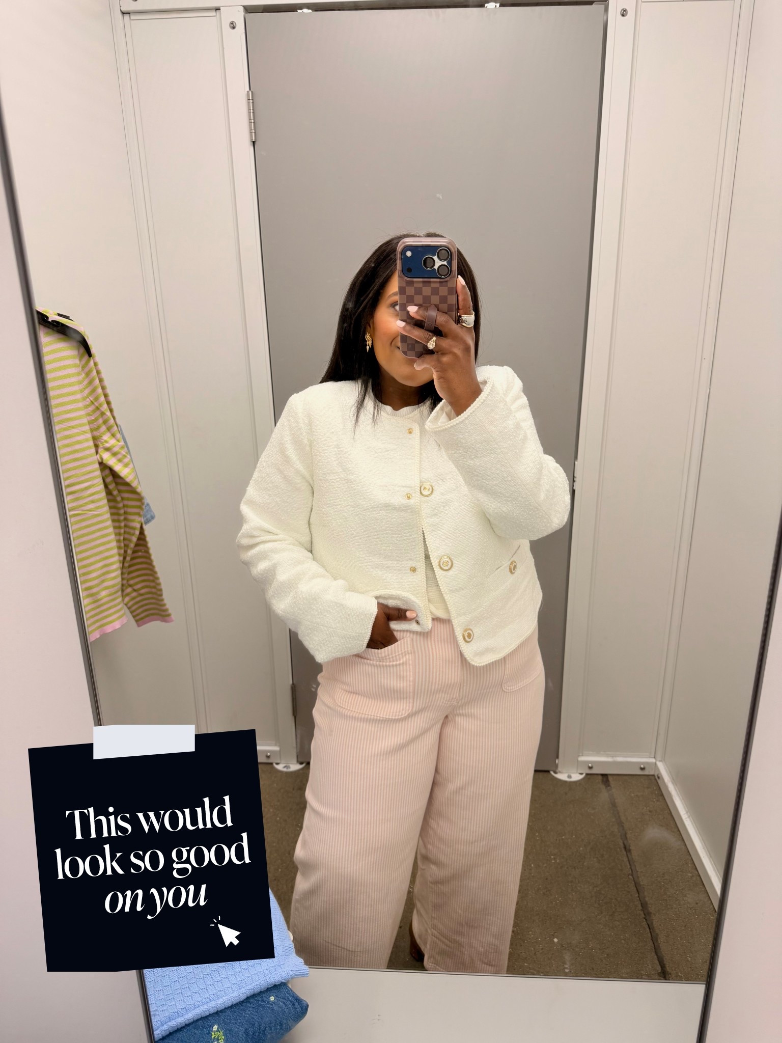 This cropped white tweed jacket from @walmart is so good!! And the gold buttons give it an elevated chic look!! Wearing the large. 

#LTKdayinmylife #LTKgrwm #LTKvlog