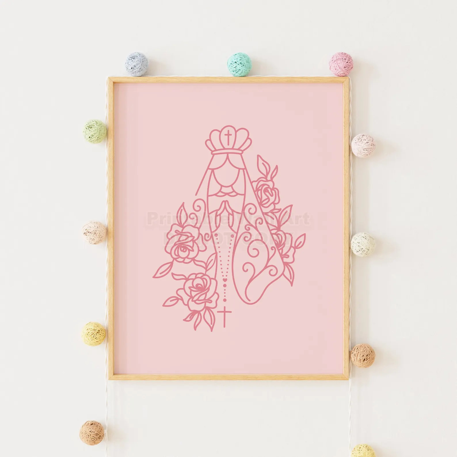 INSTANT Download 11x14 Wall Art | Printable Catholic Nursery Decor | Pink Virgin Mary Print for K... | Etsy (US)