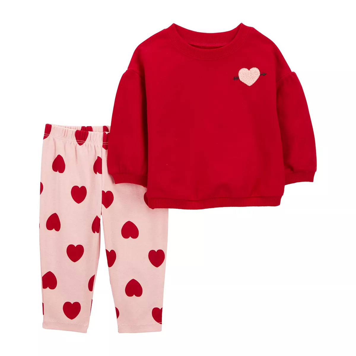 Baby Girl 2-Piece Heart Sweatshirt & Pant Set | Kohl's