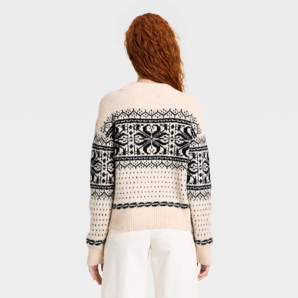 Women's Cozy Alpine Snowflake Crewneck Pullover Sweater - Universal Thread™ Cream L | Target