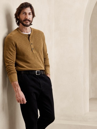 Double-Knit Henley T-Shirt | Banana Republic (US)