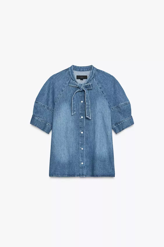 ZW COLLECTION DENIM TIE SHIRT | Zara US