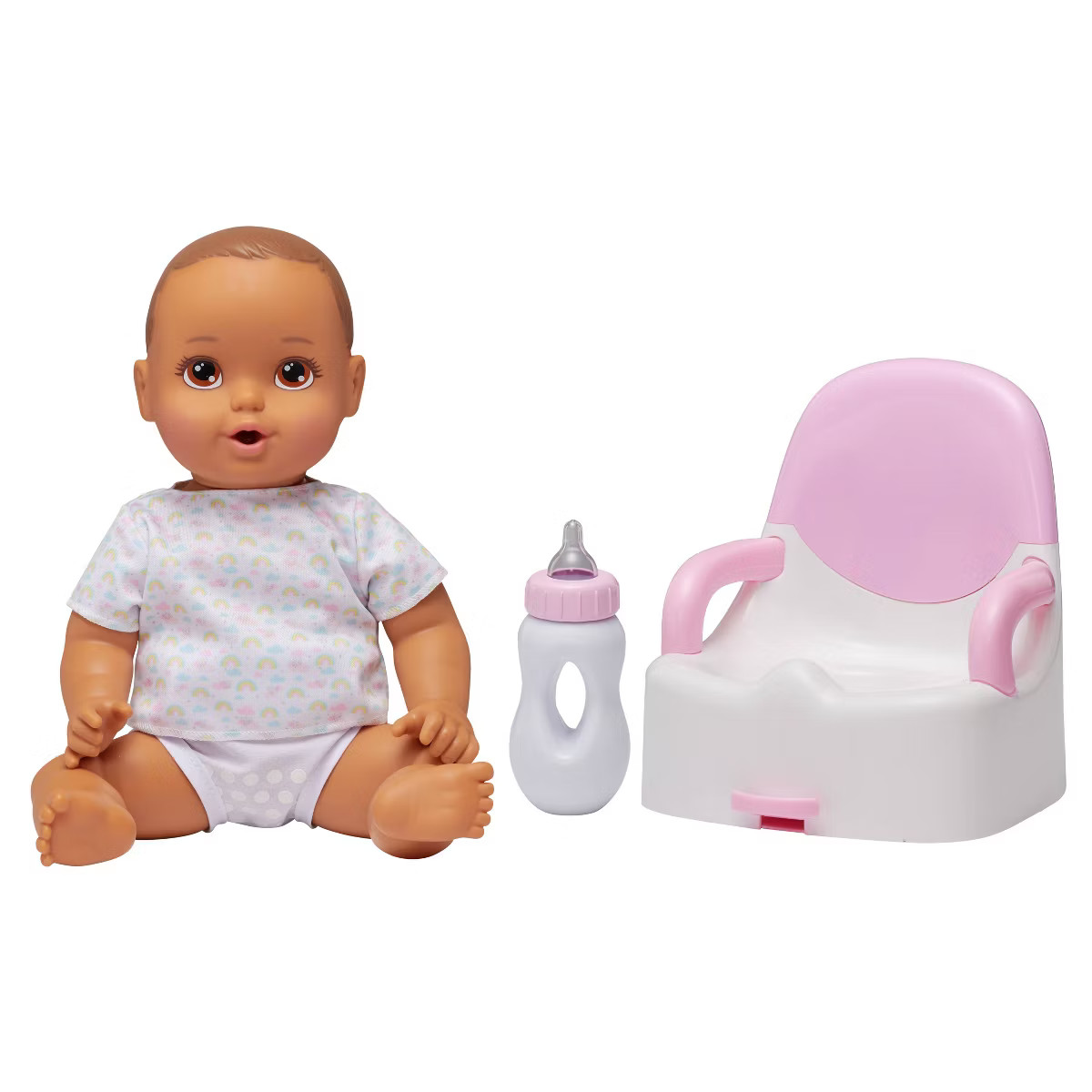 Perfectly Cute Feed & Wet 14" Baby Set - Brunette with Brown Eyes | Target
