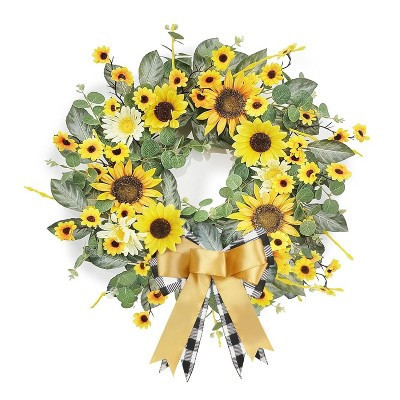 Home Collection Spring Summer Sunflower Wreath for Front Door 22 Inch Yellow Daisy | Target