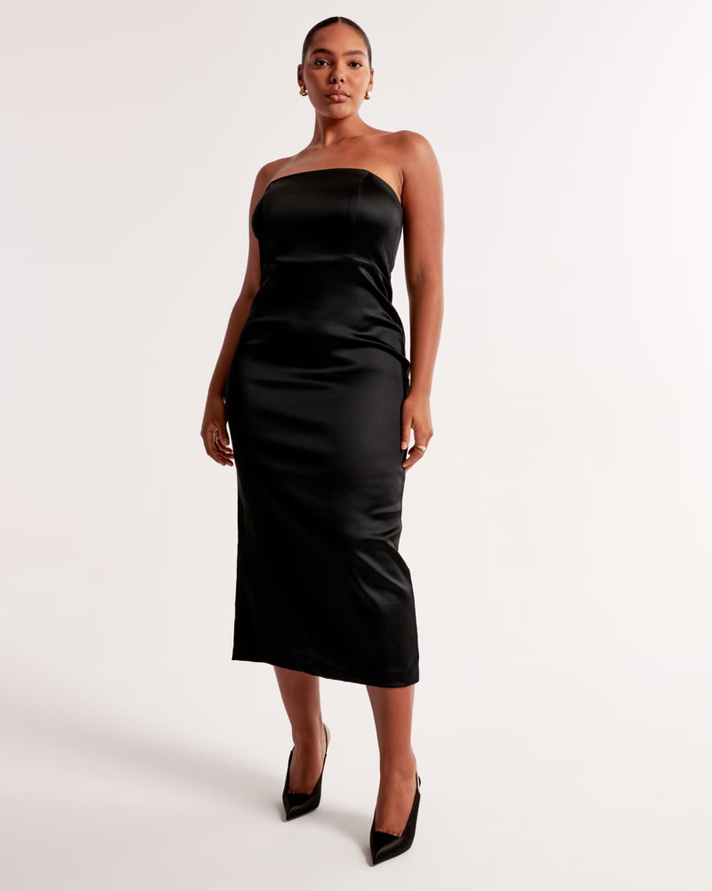 Women's Stretch Satin Strapless Maxi Dress | Women's Dresses & Jumpsuits | Abercrombie.com | Abercrombie & Fitch (UK)